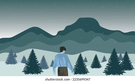 In the winter of December, a young man walked among icebergs and pine trees.