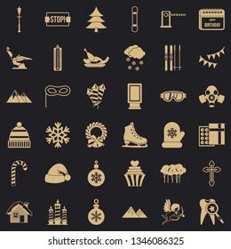 Winter decoration icons set. Simple style of 36 winter decoration vector icons for web for any design