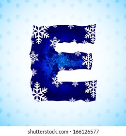Winter decorations. Alphabet made of snowflakes