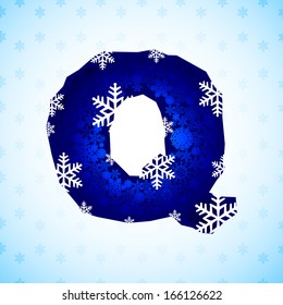 Winter decorations. Alphabet made of snowflakes