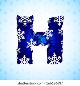 Winter decorations. Alphabet made of snowflakes