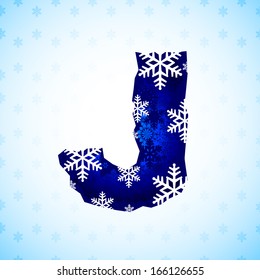 Winter decorations. Alphabet made of snowflakes