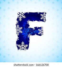 Winter decorations. Alphabet made of snowflakes