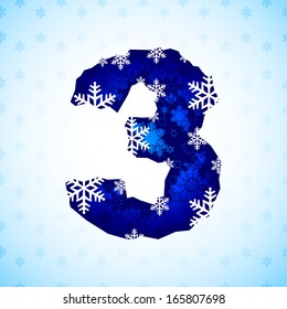 Winter decorations. Number made of snowflakes