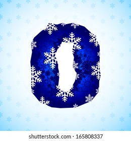 Winter decorations. Number made of snowflakes