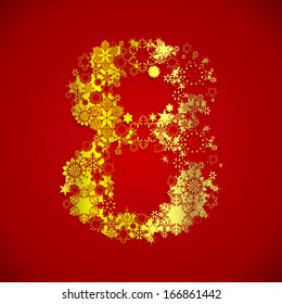 Winter decorations. Snow alphabet. Numbers from snowflakes