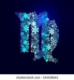 Winter decorations. Symbols of snowflakes. Signs of the zodiac