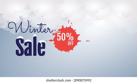 Winter decorative background template with cloudy sky