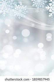Winter decorative background template with snow, snowflakes and wind. Vector Illustration EPS10