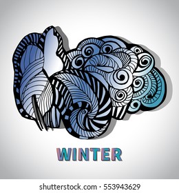 Winter. Decorative forest. Abstract trees.