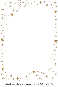 Winter decorative frame, stars and glitter decoration, vertical background