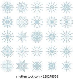 Winter decorative set with various snowflake shapes