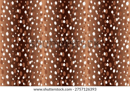 Winter deer fawn fur pattern. Seamless brown background with white spots. Wild animal skin texture for seasonal design.