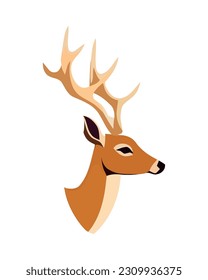 Winter deer head mascot design isolated