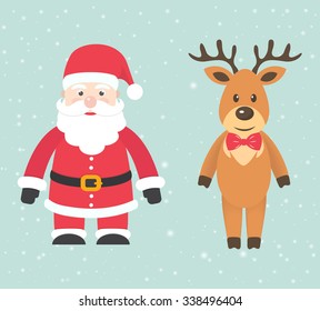winter deer and santa claus