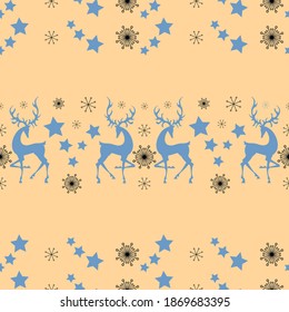 Winter deers. Greeting card, poster. Holiday vector decoration. Winter holiday template, ornament.