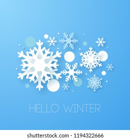Winter design background. Origami snowfall. Vector Illustration.