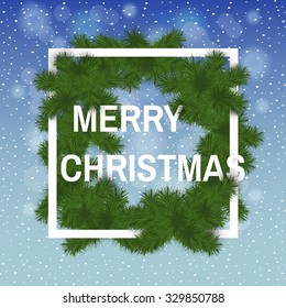 Winter design with christmas tree. Merry Christmas vector illustration.