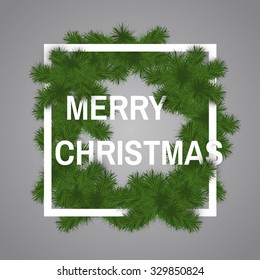 Winter design with christmas tree. Merry Christmas vector illustration.