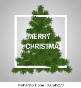 Winter design with christmas tree. Merry Christmas vector illustration.