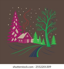 Ilustración vectorial de color de diseño de invierno