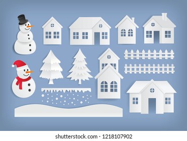 Winter design element in paper cut style vector illustration