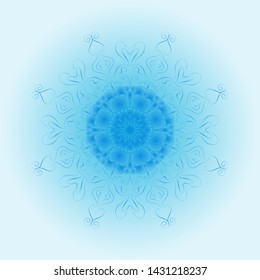 Winter design element. Stylized Christmas snowflake on white background. Ornate shape