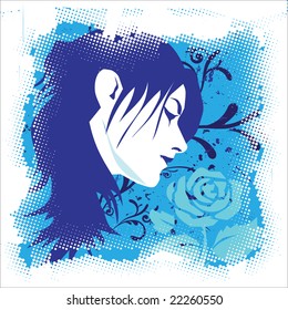 Winter design with girl & rose