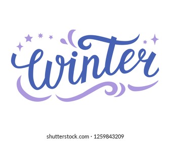 Winter design. Hand lettering on white background.