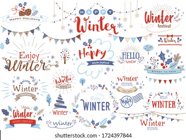 Winter design headline letter set