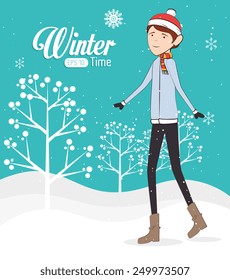 Winter design over blue background ,vector illustration.
