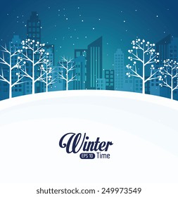 Winter design over blue background ,vector illustration.
