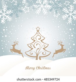Winter Design with Reindeers and Greetings