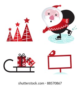Winter design retro christmas elements isolated on white
