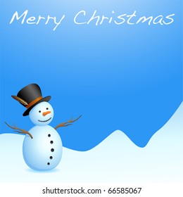 Winter design with snowman and hill. Vector