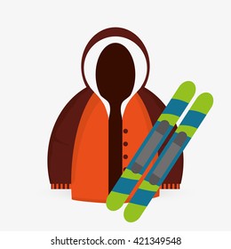Winter design. Sport icon. Colorful illustration 