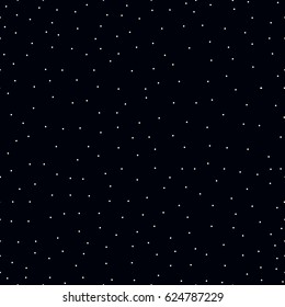 Winter design with white glowing snow on the black background. Christmas Lights for Xmas Holiday Design. Night sky. Starry sky. Modern vector illustration. Space.