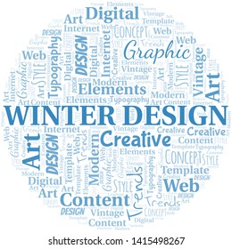 Winter Design word cloud. Wordcloud made with text only.