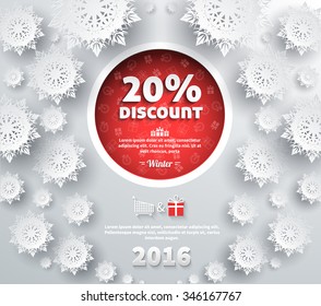 Winter discount best choice design flat. Sale and coupon, offer shopping, promotion and save money, winter christmas,  label and price, advertising buy, special retail illustration