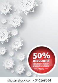 Winter discount best choice design flat. Sale and coupon, offer shopping, promotion and save money, winter christmas,  label and price, advertising buy, special retail illustration