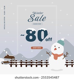 Winter discount event banner vector illustration template
