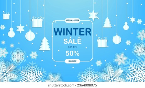 Winter discount page vector design