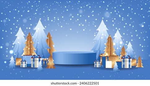 Winter Discount poster With Snowflake And Blue Background With Gradient Mesh, Vector Illustration