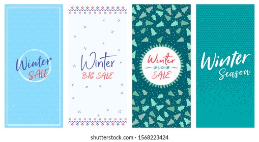 Winter DL Flyer Banner poster template vector illustration Background greeting card set pack
