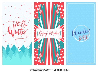 Winter DL Flyer Banner poster template vector illustration Background greeting card set pack