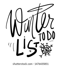 Winter to do list. Hand lettering for your design