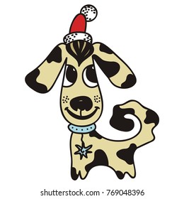 Winter dog. Vector illustration.