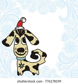 Winter dog. Vector illustration.
