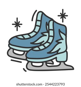 Winter Doodle Illustration - Shoes Skating