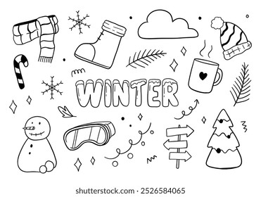 Winter doodle isolated on white background. Vector illustration